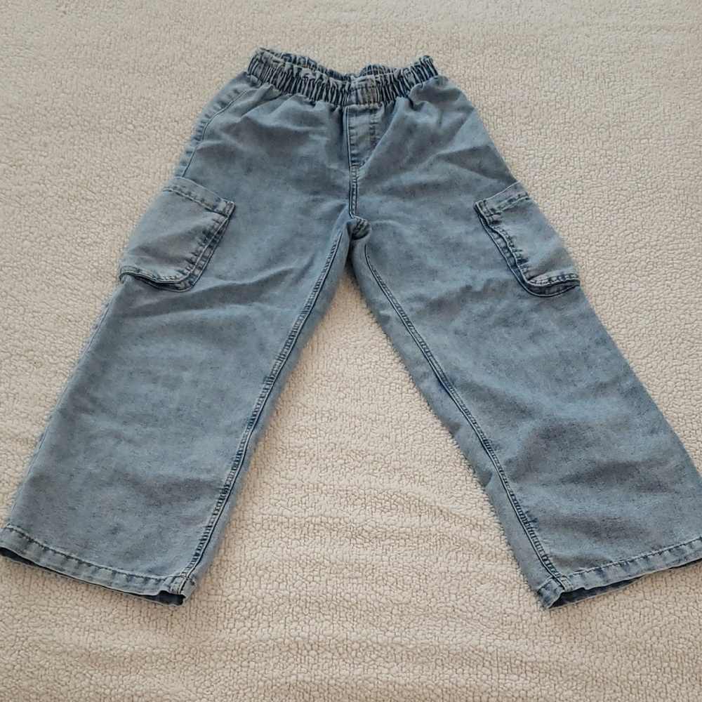H&M Blue Wide-Leg Cropped Jeans